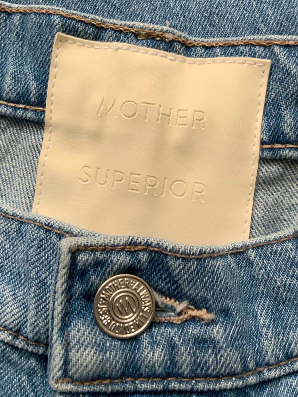 NWT MOTHER SUPERIOR Jeans Lil’ Doger Button Hover Cuff Funk Flair Blue Size 29 - Picture 8 of 13